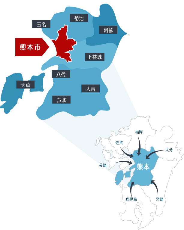 熊本交通、熊本位置、熊本地圖